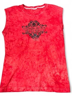 Harley-Davidson Red Tie-Dye Sleeveless Tank with Rally Graphic